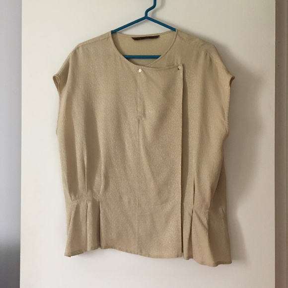 Vintage LEON MAX Embossed Pattern Hammered Silk Boxy Blouse L - Picture 1 of 4